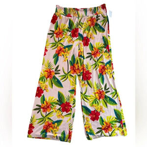 Bar III Hibiscus Jungle Floral Wide Leg Pull On Pants Women’s Size XXL Tropical